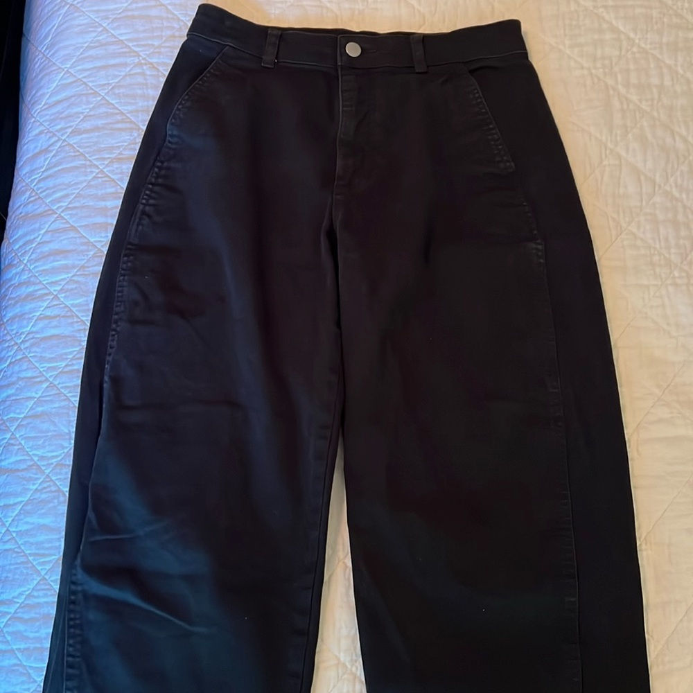 NWOT Everlane The Utility Barrel pant in black organic cotton size 8Tall